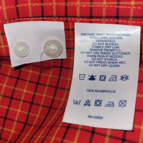 Lands' End Mens No Iron Twill Shirt XXL L/S Button Down Red Plaid 18-18.5 2XL - Picture 5 of 5